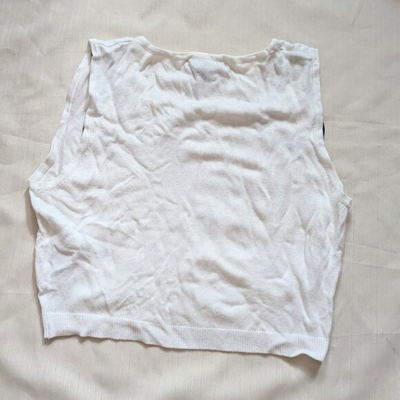 Forever 21 V-neck Sleeveless Knit Cropped Top Cream - Picture 3 of 4